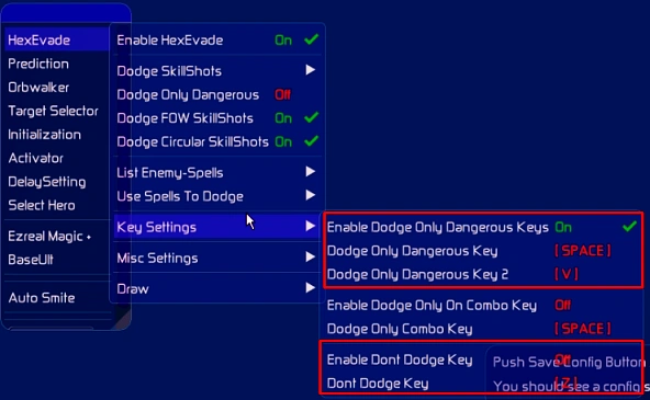 Dodge Key Settings