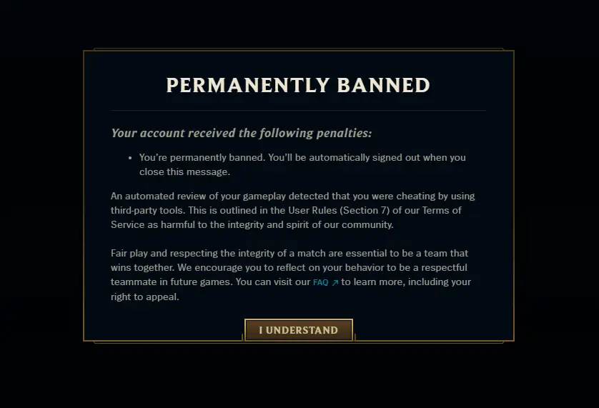 League Of Legends Script Account Banned