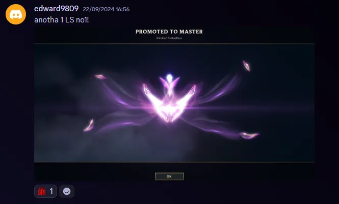 League Of Legends Scripts User Showing Their Achievement